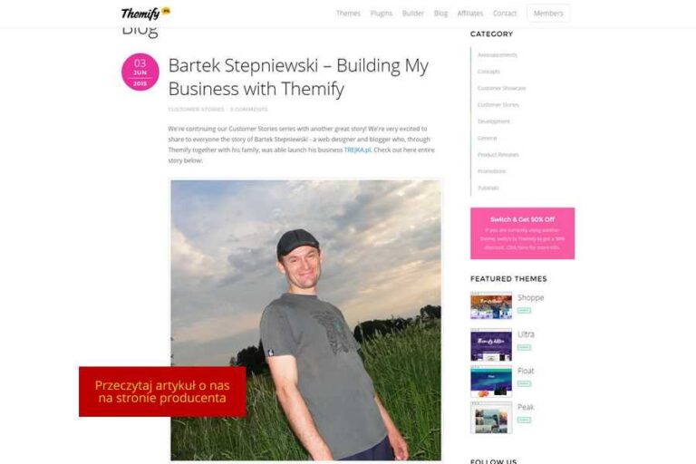 Artykuł o nas na stronie Themify