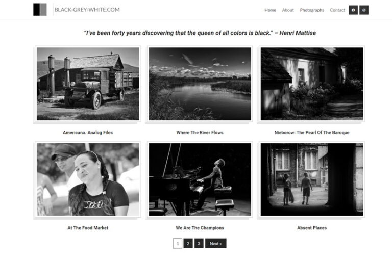 Wykonanie strony fotograficznej na WordPress dla Black Grey White